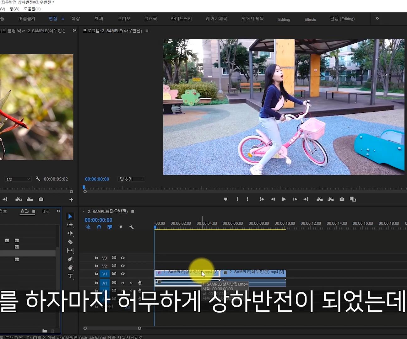 프리미어 프로 좌우반전 상하반전 하는 법5