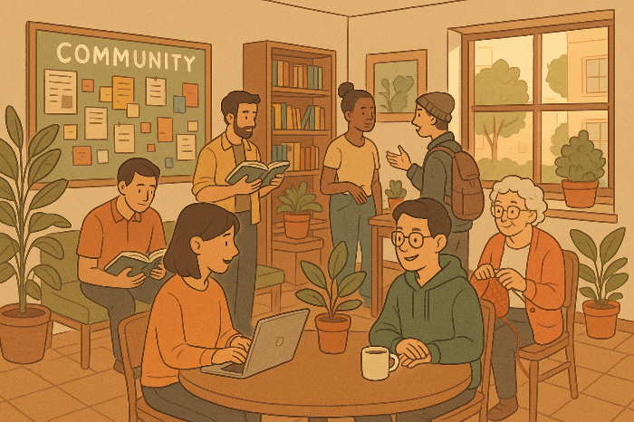 커뮤니티 중심 디지털 경제를 상징하는 이미지