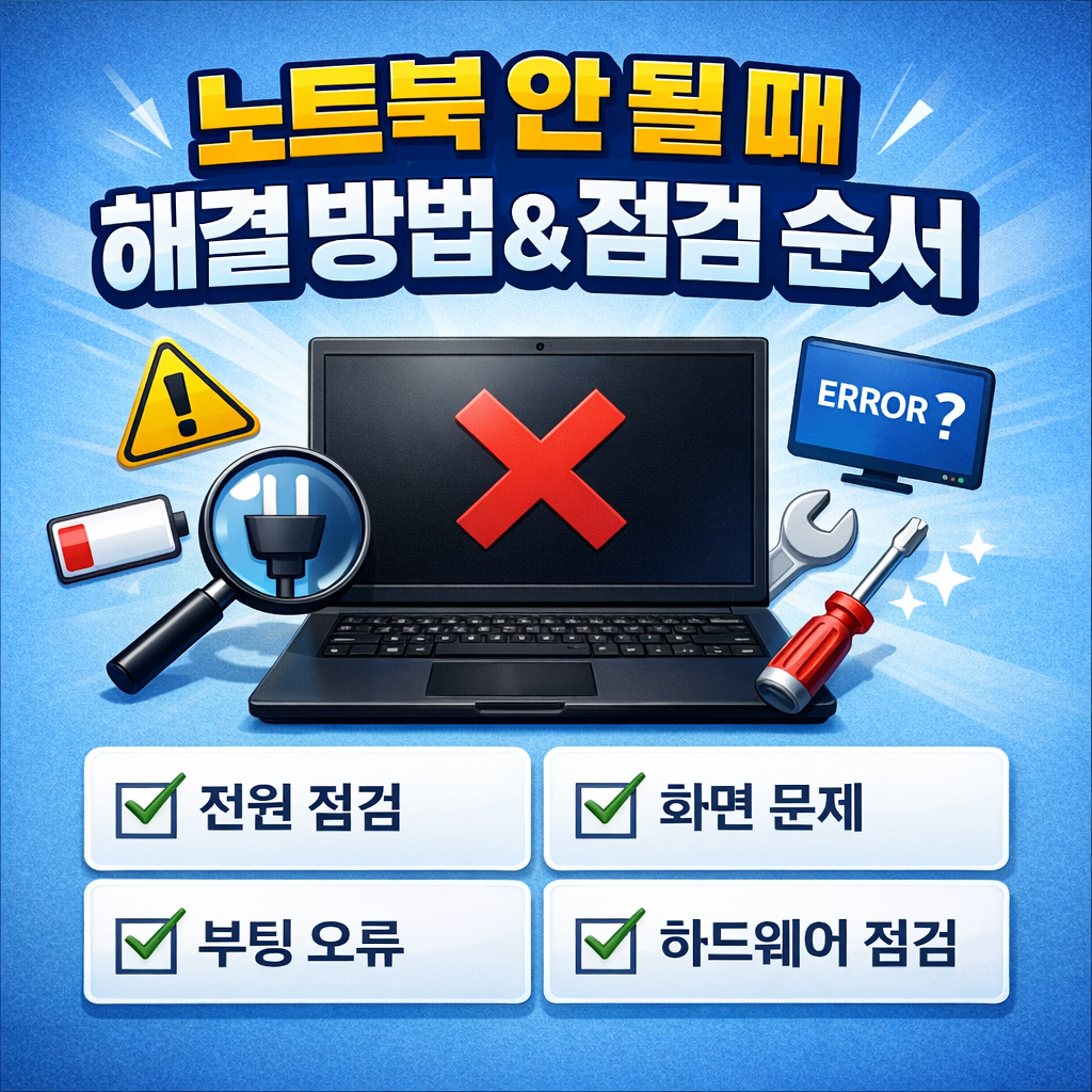 노트북 안됨 해결방법과 점검 순서
