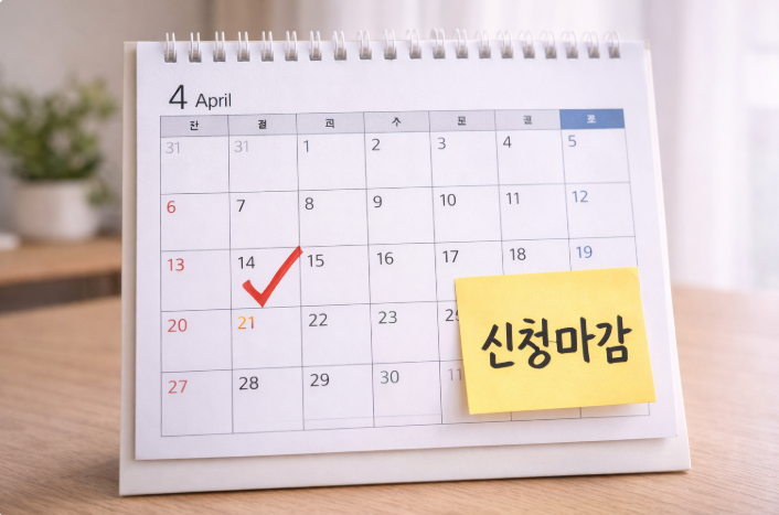 복지정책 신청 마감일을 표시한 캘린더 이미지