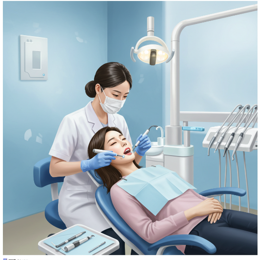 스케일링 치료 받고 있는 이미지