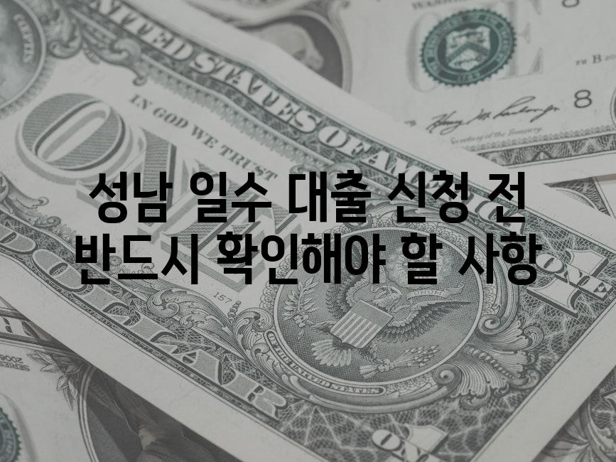 성남 일수 대출 신청 전 반드시 확인해야 할 사항