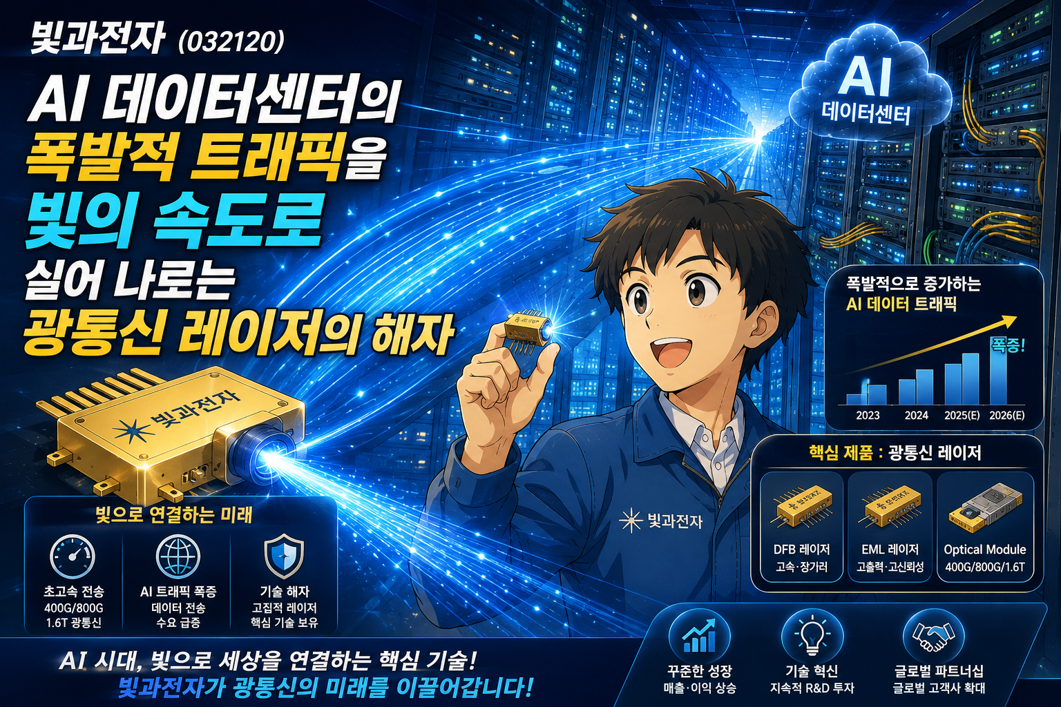 빛과전자(032120)｜AI 데이터센터의 폭발적 트래픽을 빛의 속도로 실어 나르는 광통신 레이저의 해자