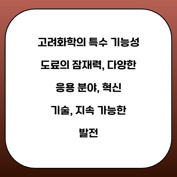 고려화학의 특수 기능성 도료의 잠재력