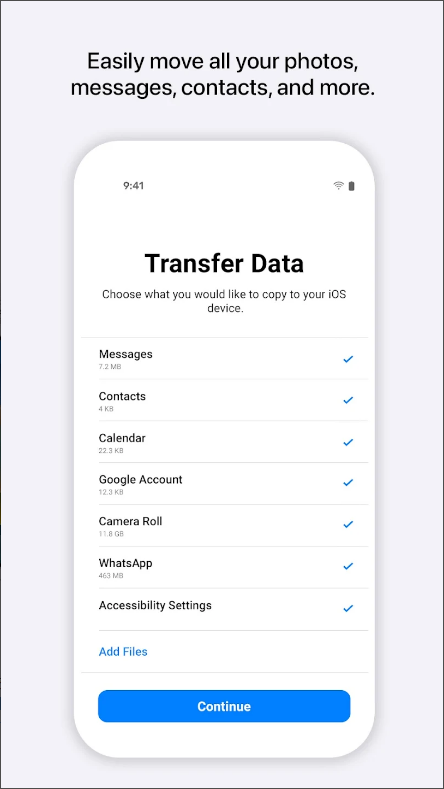 iOS로 이동 어플, 안드로이드(Android) 기기에서 콘텐츠를 iOS 이동하기