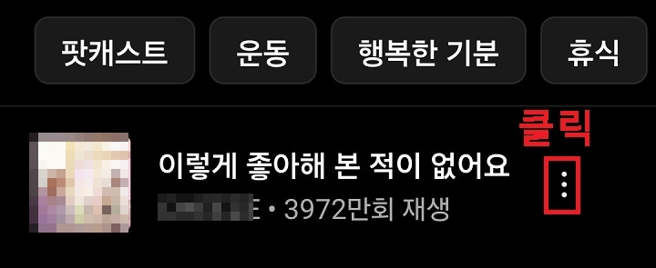 노래 제목 우측 점 3개 모양 클릭함