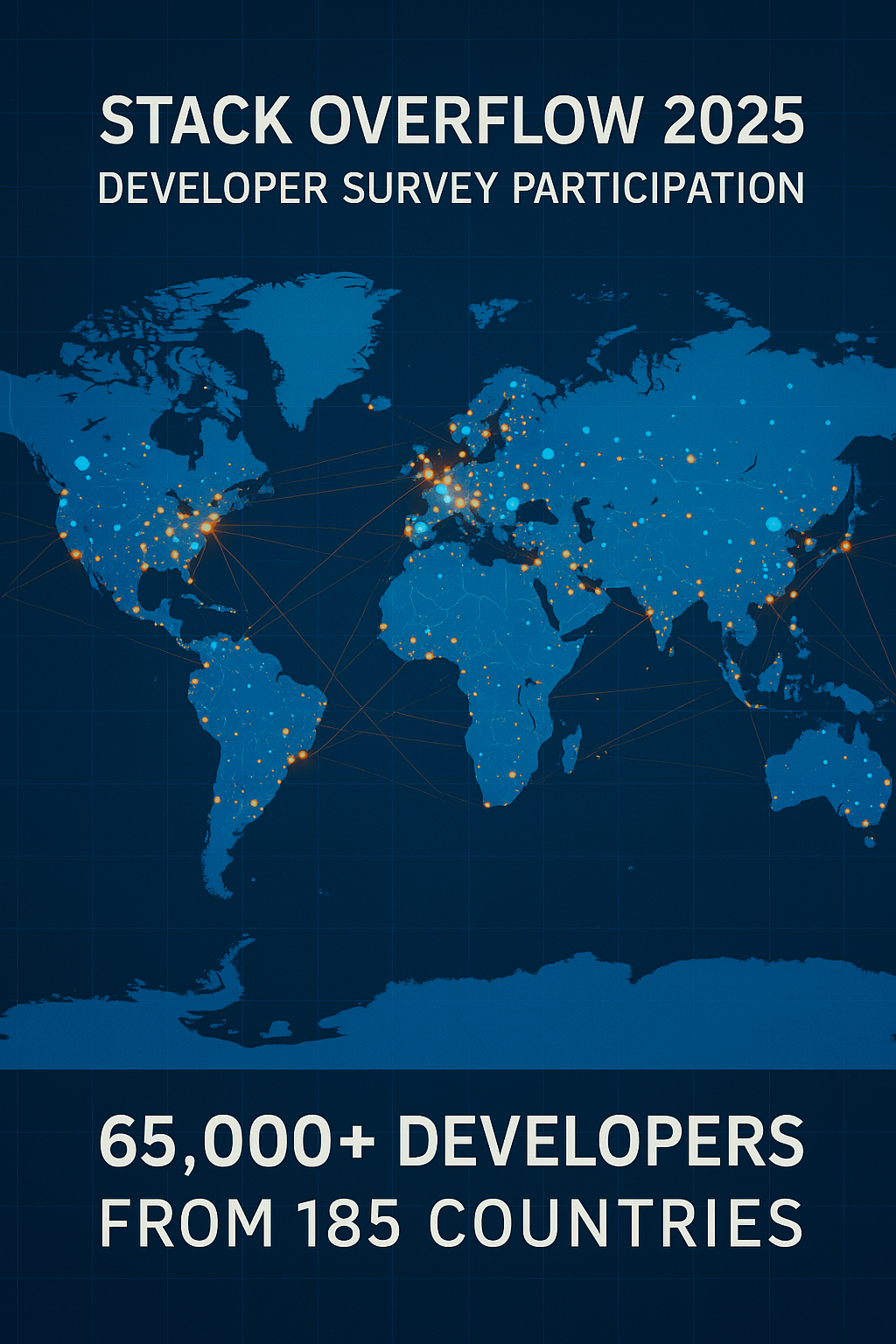 스택 오버플로우 2025 설문조사 참여 현황을 보여주는 세계 지도