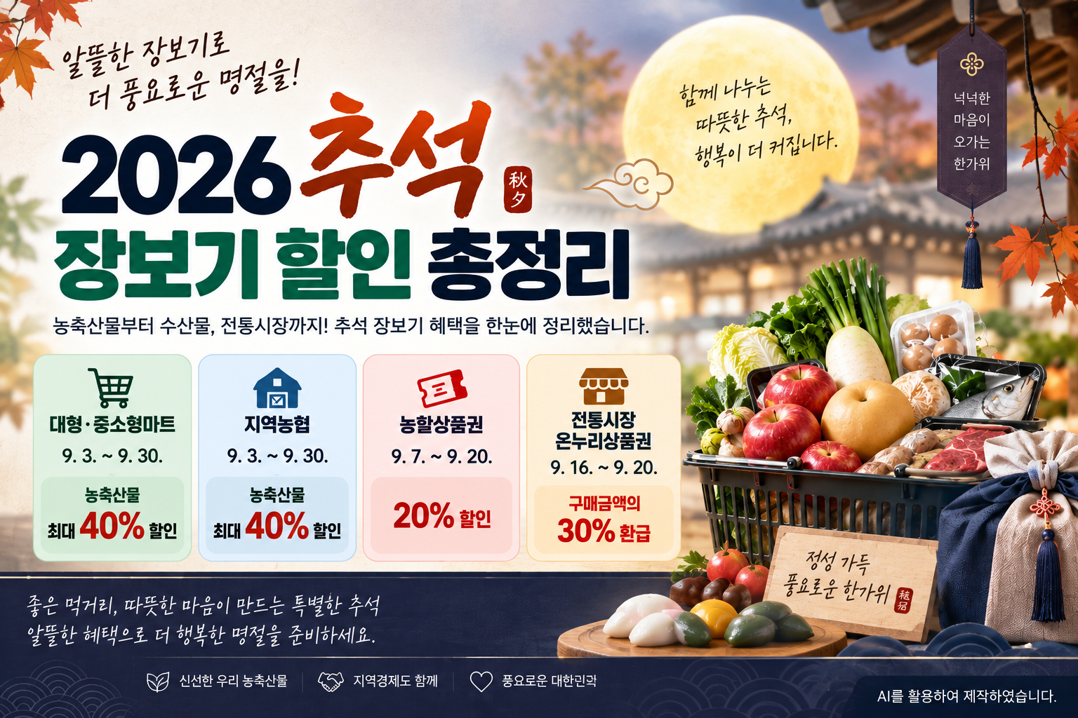 2026 추석 농축산물 장보기 할인 농할상품권 온누리상품권 혜택