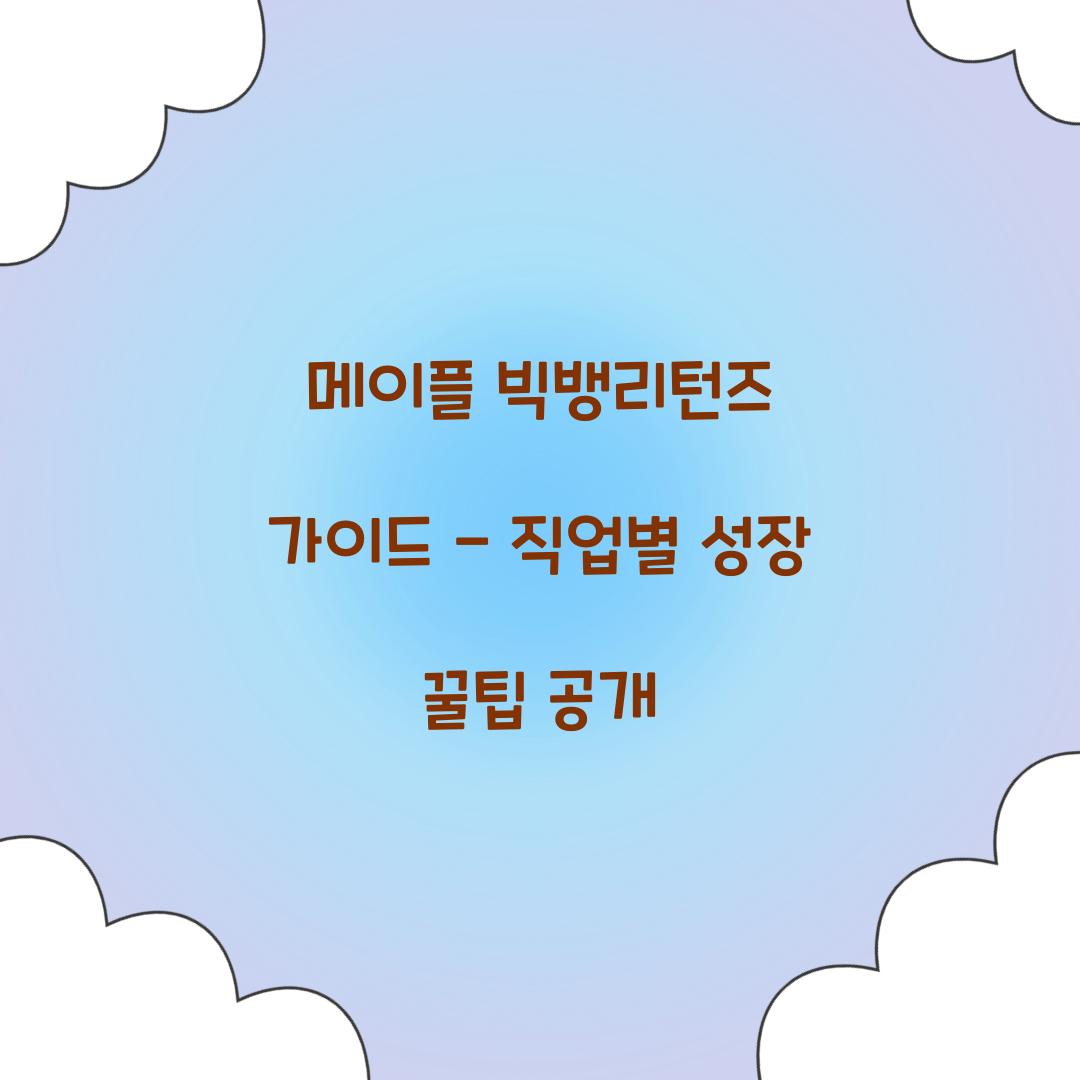 메이플 빅뱅리턴즈 가이드