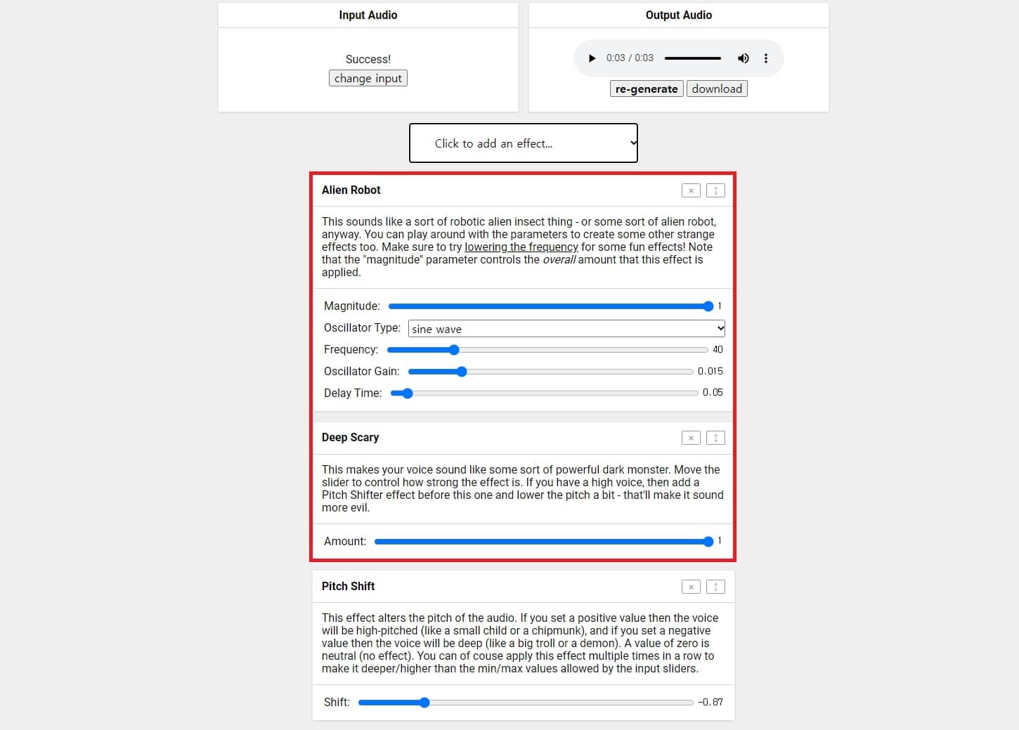 다른 소리 효과 추가