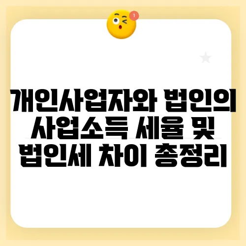 개인사업자와 법인의 사업소득 세율 및 법인세 차이 총정리