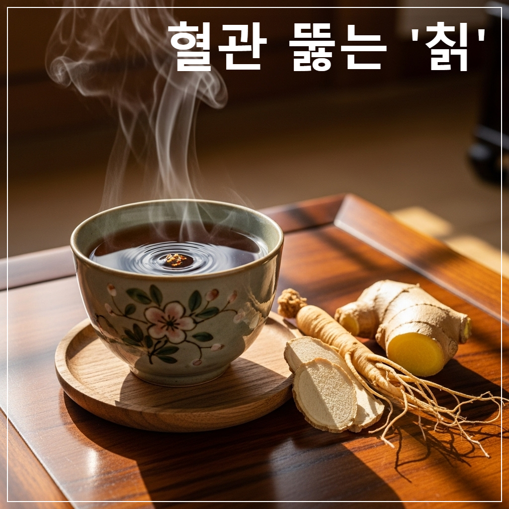 따뜻한 칡차와 말린 칡(갈근)
