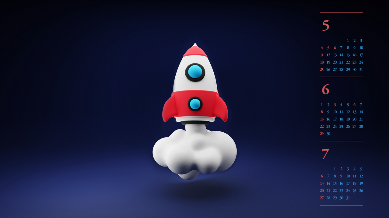 04 우주선 3D 다크 B - 2025년6월 노트북배경화면