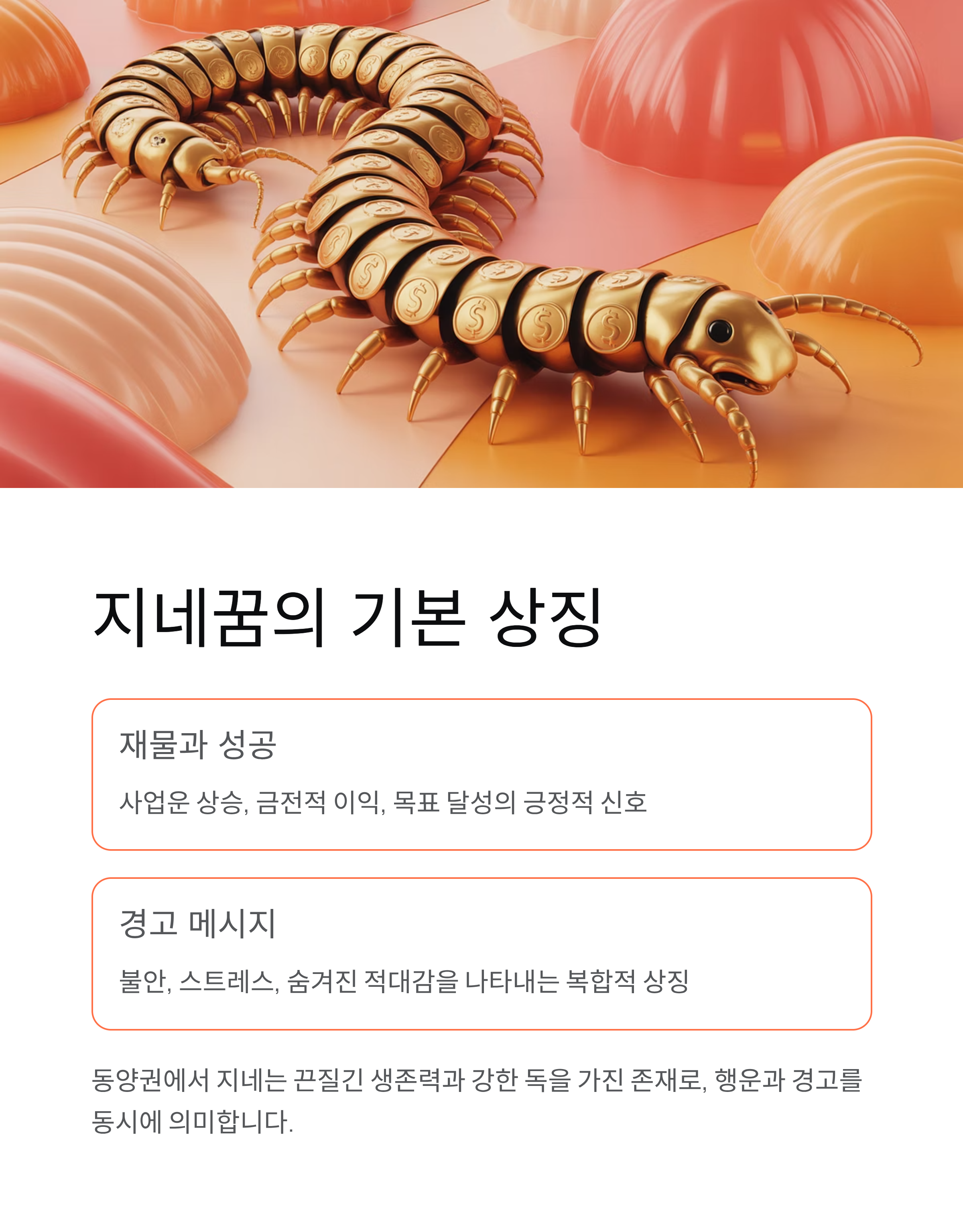 지네꿈 해몽 재물운부터 경고까지 한 번에 정리