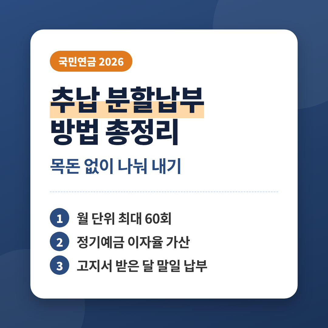 국민연금 추납분할납부 납벙