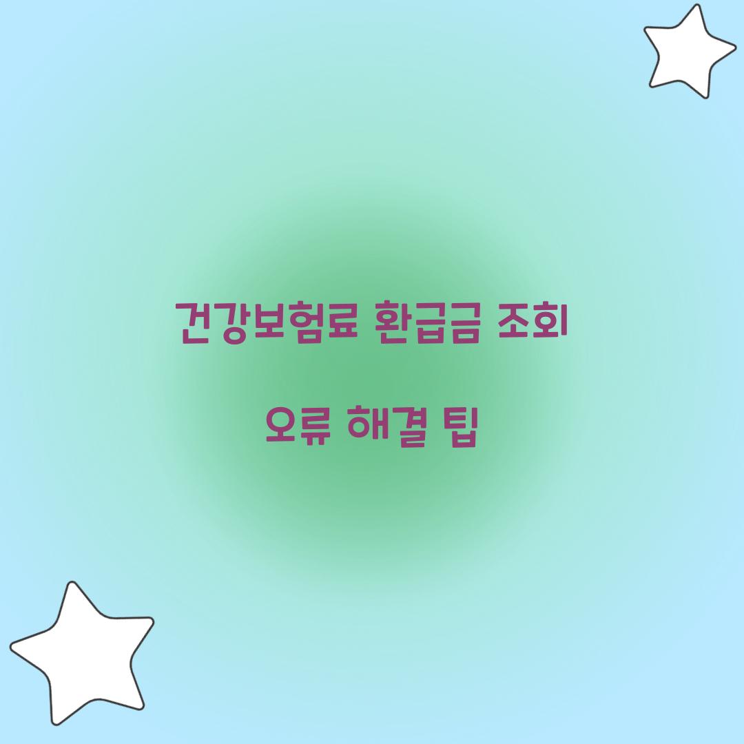 건강보험료 환급금 조회 오류 해결 팁