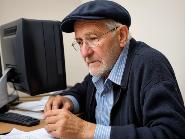 노인이 일자리 구하는 사진