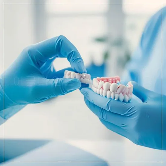 치아모형을 든 손