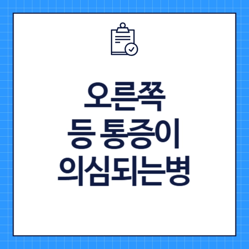 오른쪽 등 통증이 의심되는병