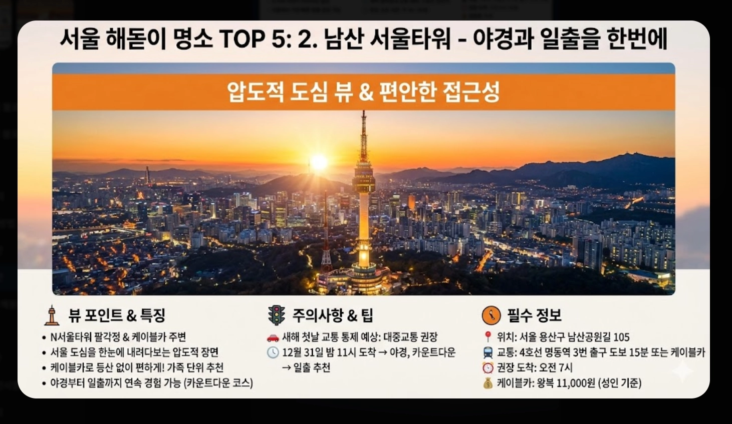 서울 해돋이 시간 2026, 병오년 첫날