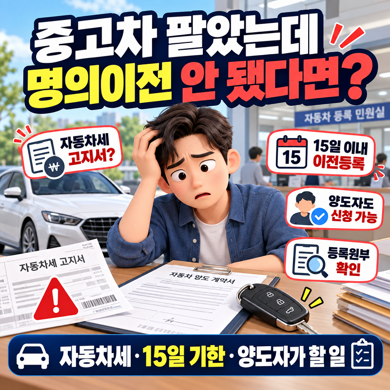중고차 판매 후 명의이전 안 됐을 때 양도자 처리방법