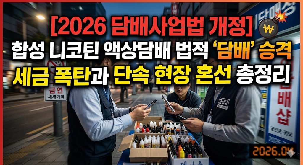합성 니코틴 액상담배 법적 '담배' 승격... 세금 폭탄과 단속 현장 혼선 총정리[2026 담배사업법 개정]