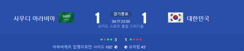 2025년 4월 17일 사우디아라비아 대한민국 축구 중계 결과
