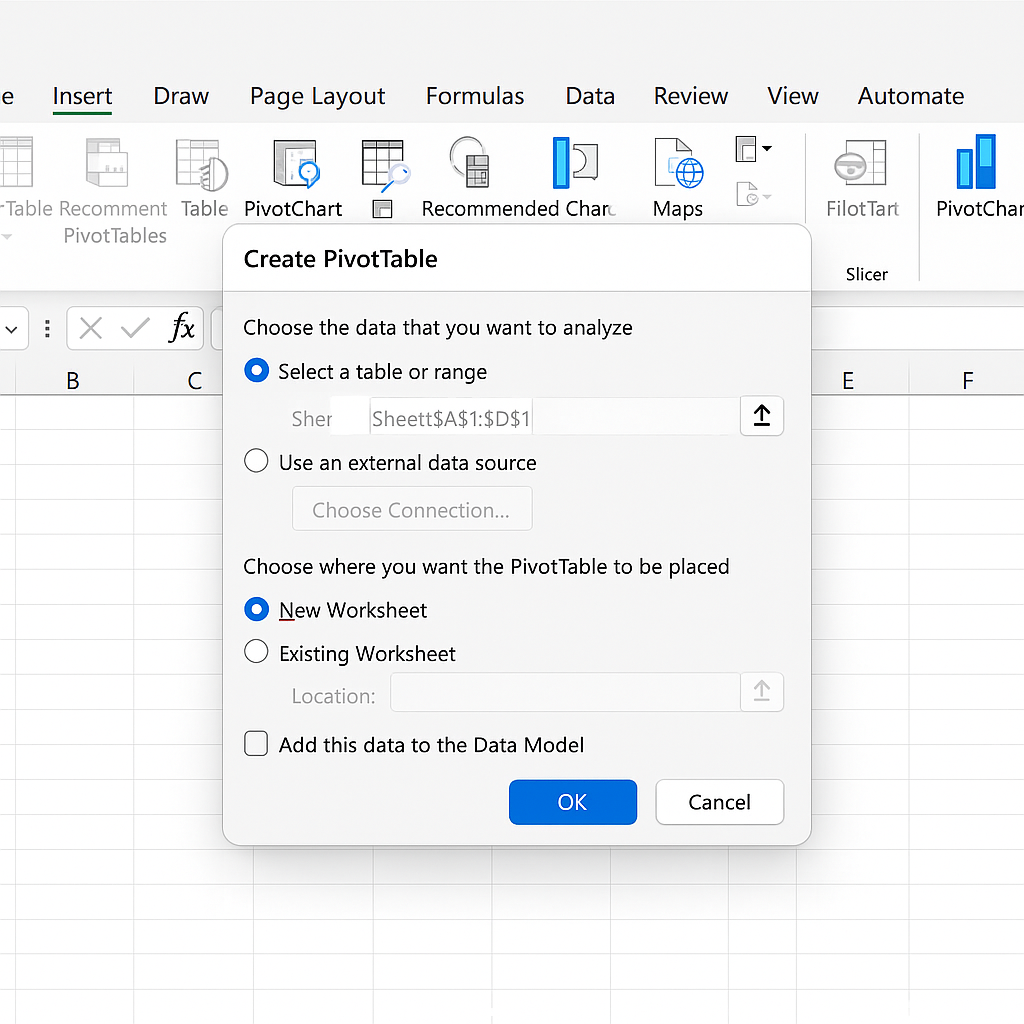 피벗 테이블 생성 단축키 활용 관련 사진