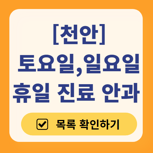 천안 일요일 문 여는 안과 목록 찾기 ❘ 토요일, 주말, 공휴일 진료 영업 병원 리스트
