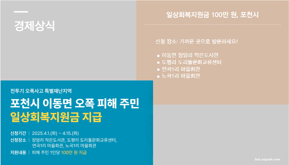 일상회복지원금 100만 원 신청 방법 대상, 포천시 이동면 주민에게 도움!