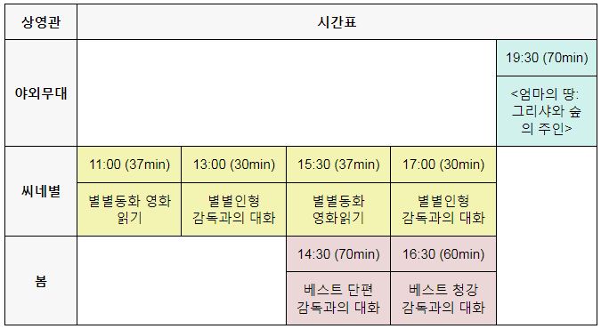 영화상영 시간표
