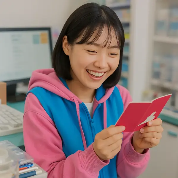 서울시 청년통장을 들고 웃는 젊은 여성의 모습, 희망찬 미래를 준비하는 청년 이미지