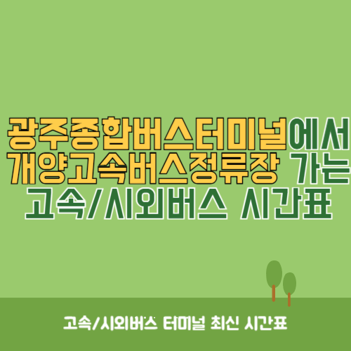 광주종합버스터미널에서 개양고속버스정류장 가는 고속버스_시외버스 시간표