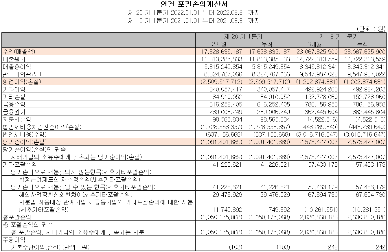 오이솔루션 - 손익계산서