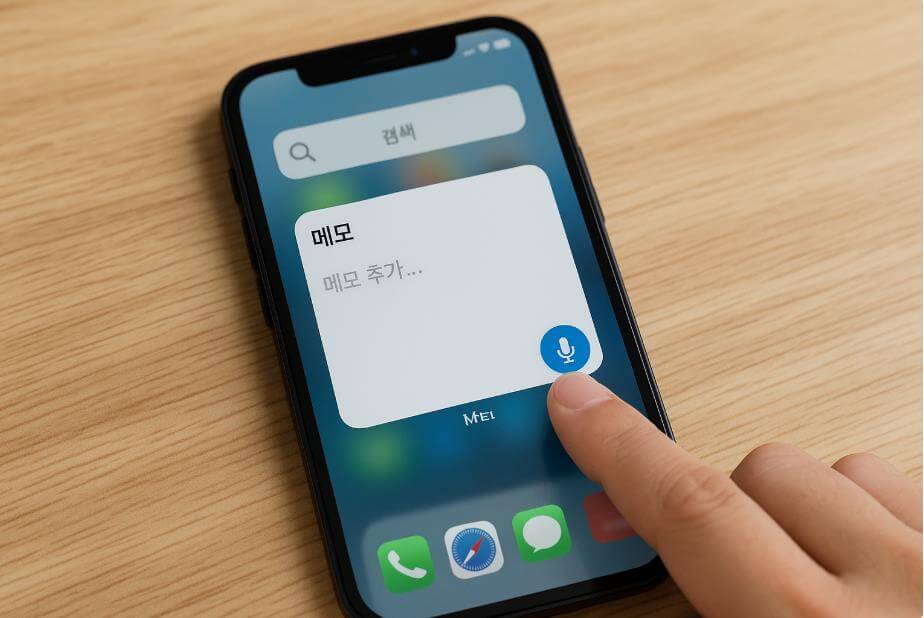 스마트폰에서 음성으로 메모 추가하는 화면