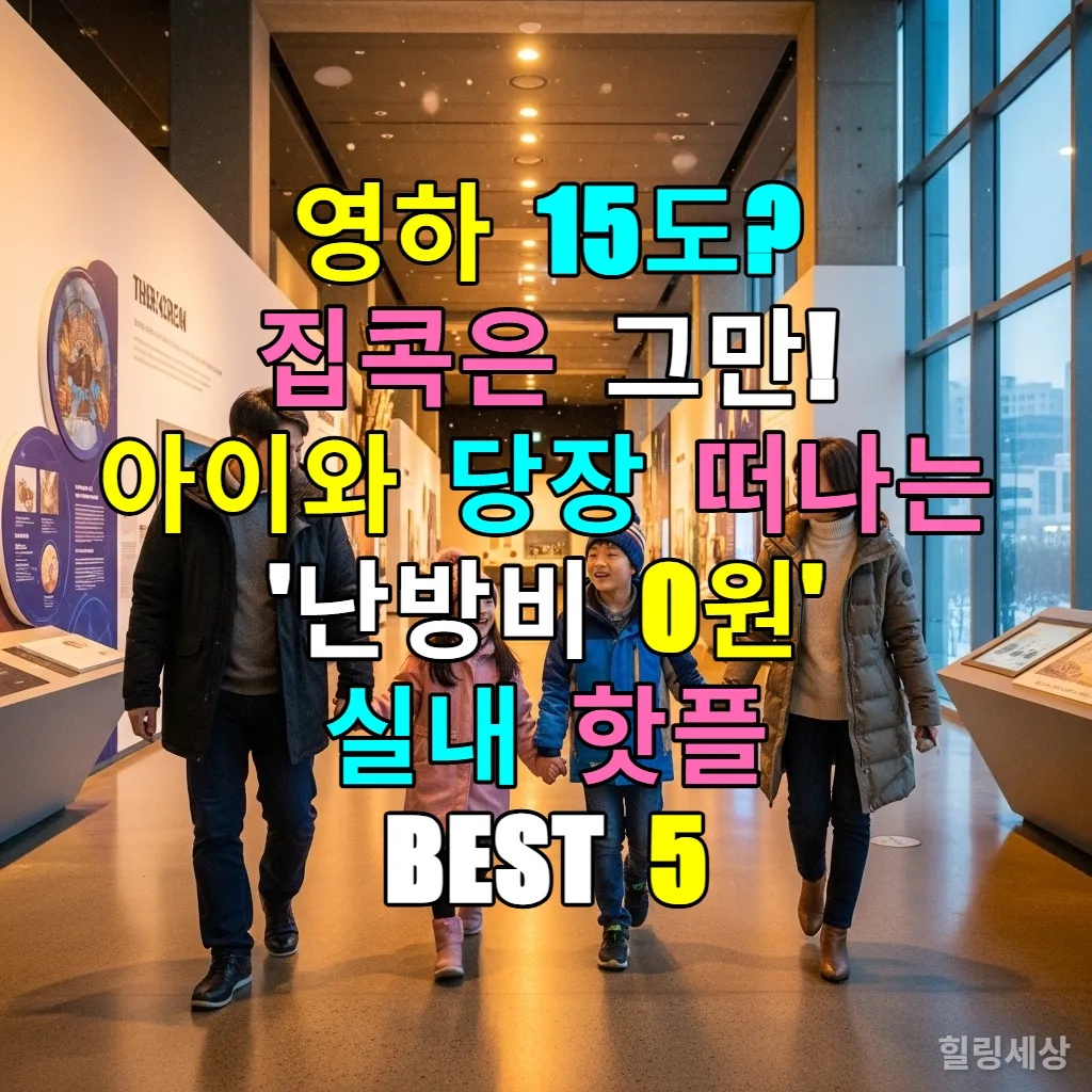 서울 국립중앙박물관 어린이박물관 실내에서 행복하게 웃고 있는 한국 가족의 모습