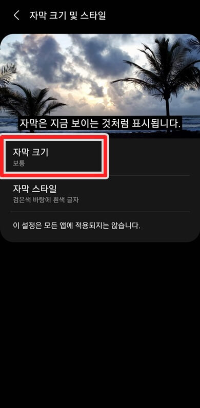 자막-크기-버튼-클릭