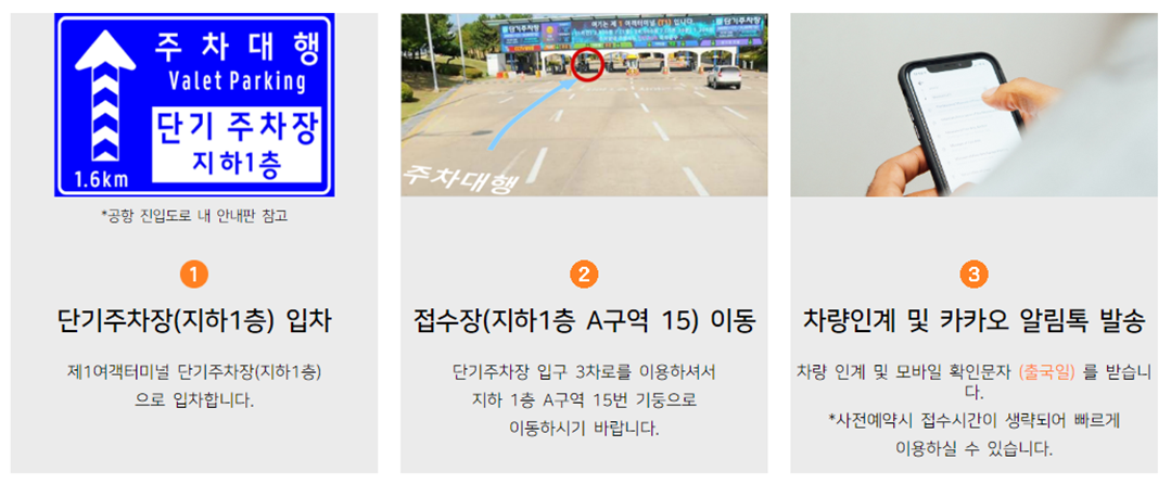 인천공항 제1여객터미널 주차대행 이용요금 및 이용방법