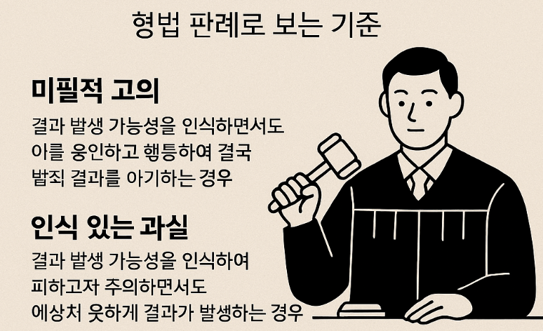 미필적 고의와 인식 있는 과실의 구별, 판례 기준