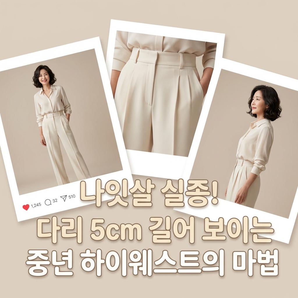 뱃살 쏙 중년 하이웨스트 팬츠 4060 복부비만 체형보정 코디법