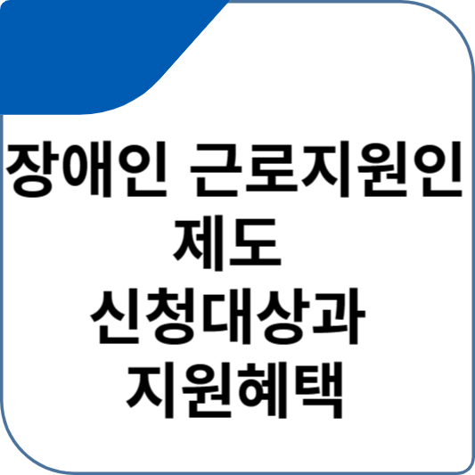 장애인 근로지원인 제도 신청대상과 지원혜택