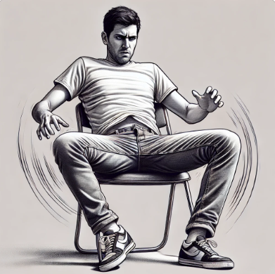 다리를 떨고 있는 남자의 이미지