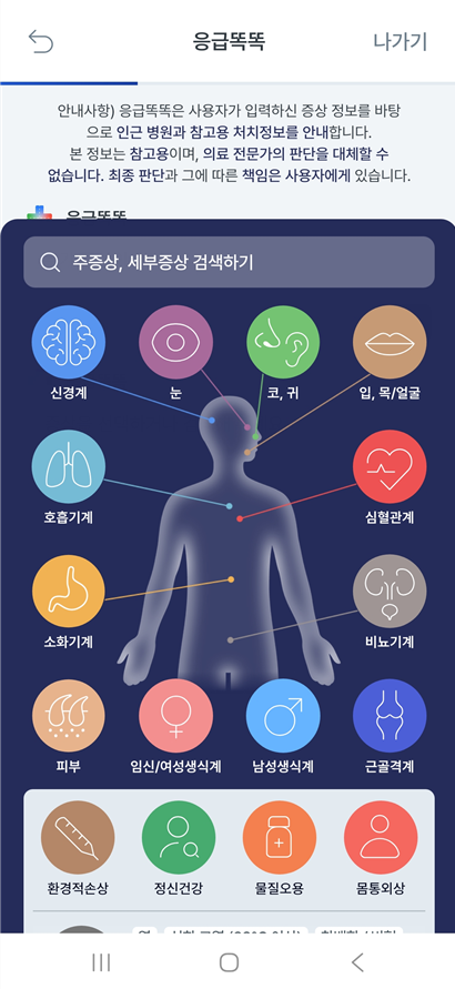 방법 9: 증상 카테고리에서 선택하기
