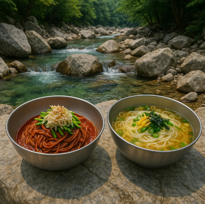 무주 여름여행 계곡에서 먹는 국수 이미지