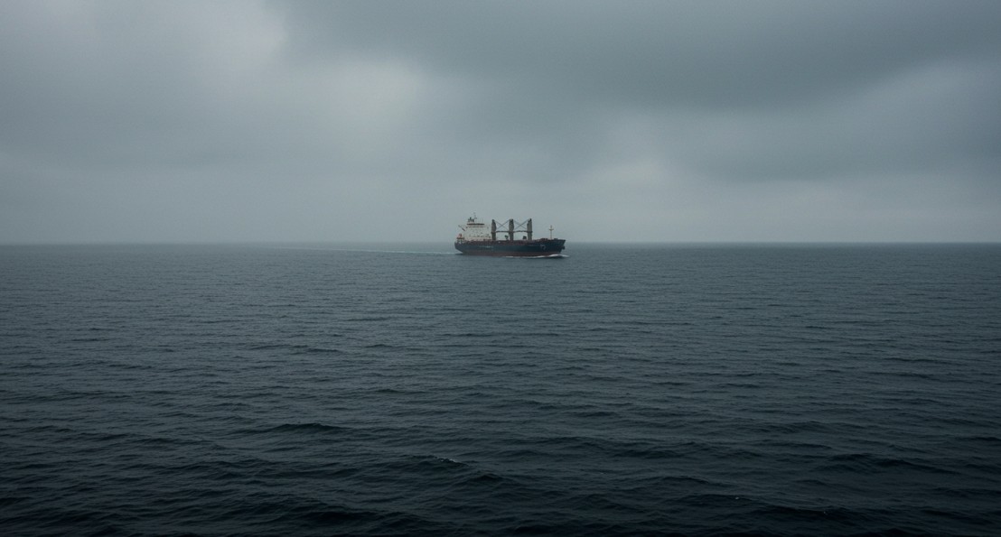 망망대해에 떠 있는 선박