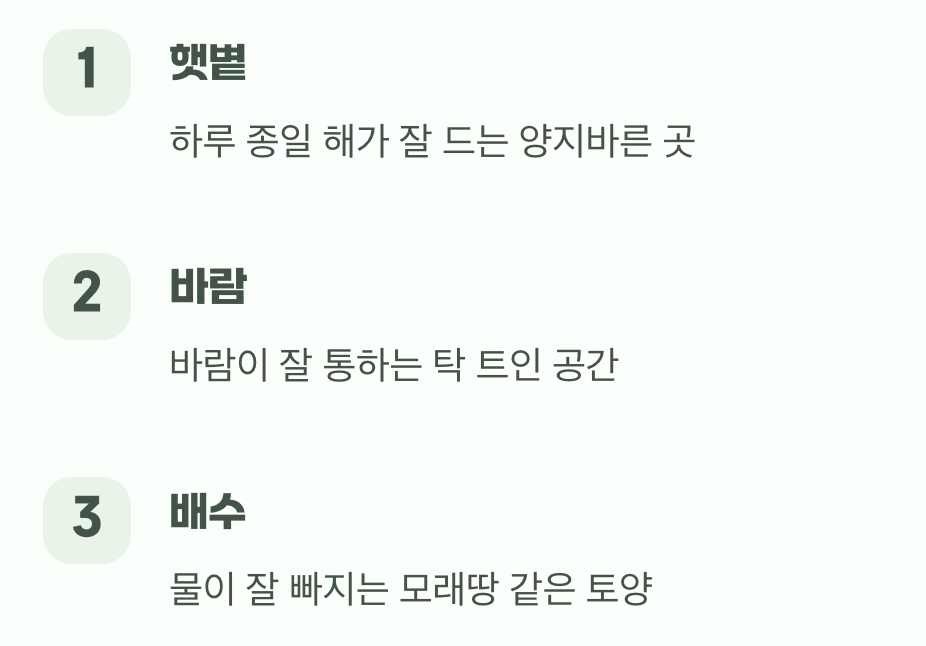 가장 중요한 첫 단추, '심는 장소'