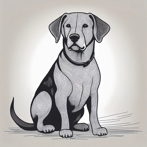 앉아있는 강아지 미니멀 라인 드로잉