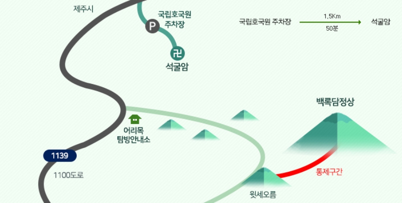 한라산 등반코스 쉬운코스 성판악 관음사 예약방법