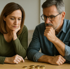 남자와 여자가 금 을 보고 있는 모습