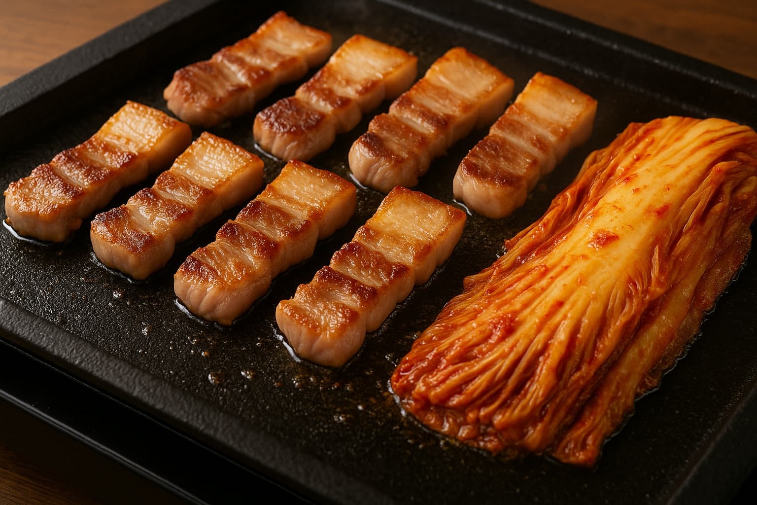 한국음식 삼겹살과 김치 치맥과 함께 한국인들이 사랑하는 음식